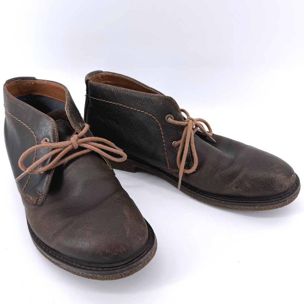 Lucky Brand Bal Desert Boots Mens 9M Dark Brown Leather Chukka Suede Heel